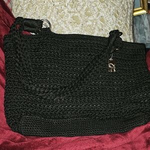 Lina Elegant Black Knit Shoulder Bag